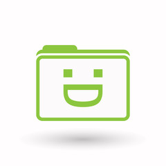 Isolated  line art folder icon with a laughing text face