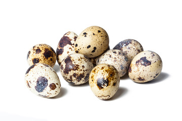 Quail eggs are isolated on a white background