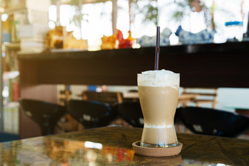 Blended Iced Coffee on table