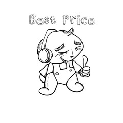 Cartoon hand drawn boy and shopping sale banner doodle design ve