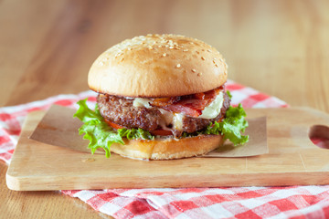 Tasty and appetizing hamburger