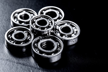 Metal gears on black background