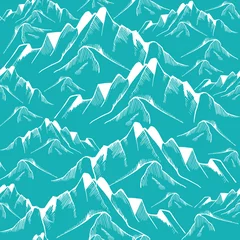 Fotobehang Bergen Hand getekende berg naadloze patroon. Landschap patroon. vector illustratie