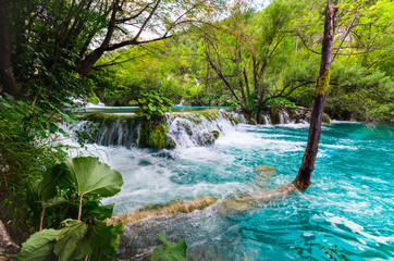 Plitvice Lakes, Croatia. Natural park with waterfalls and turquoise water

