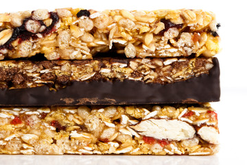 Stack of three muesli bars.