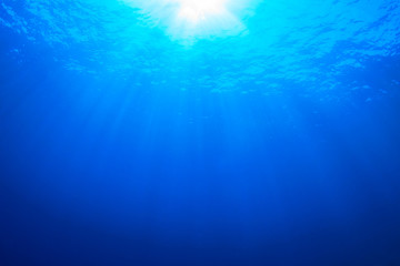 Underwater blue background in sea