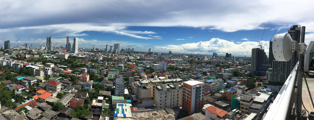 Bangkok city Business Centre panorama with skyscrapers. Asian me