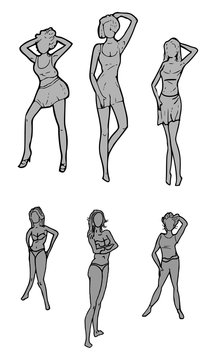 Vrouwen showen zomerse mode
