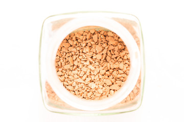 Instant coffee grains in the jar