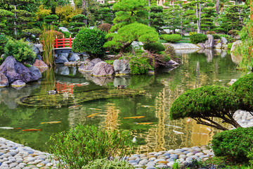 Fototapeta na wymiar Japanese garden in Monte Carlo, Monaco
