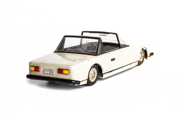 Naklejka premium toy car isolated on a white background.