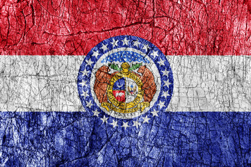 Grudge stone painted US Missouri flag
