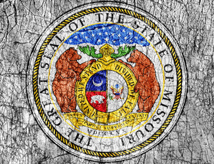 Grudge stone painted US Missouri seal flag