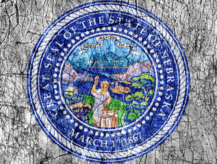 Grudge stone painted US Nebraska seal flag