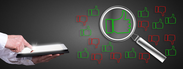 Like concept with man using a tablet