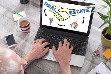 Real estate concept on a laptop screen