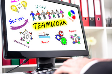 Teamwork concept on a computer screen