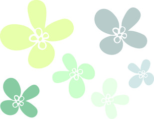 Simple flowers of several sizes of green color