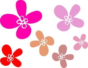 Simple flowers of several sizes of red color