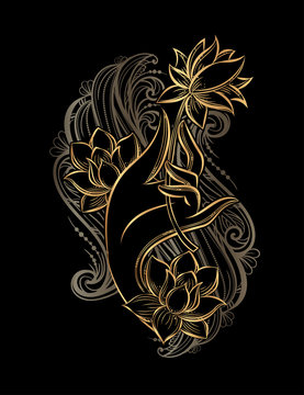 Buddha hand holding a lotus as a symbol of purity, spirituality and enlightenment. Hand drawn vector isolated tattoo