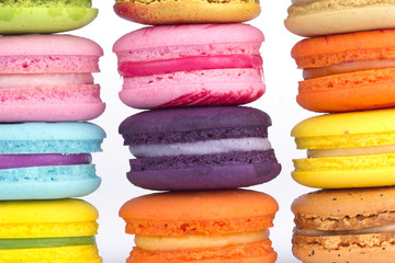 multicolor macaron on white background