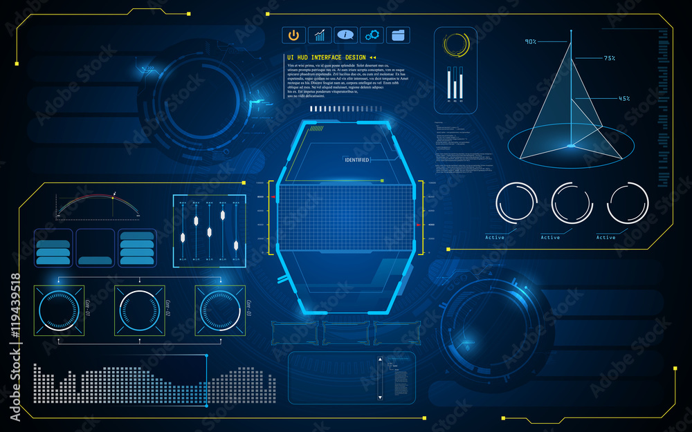 Poster abstract hud interface ui future virtual artificial intelligence innovation concept design backgroun