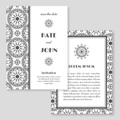 Wedding invitation, greeting card with mandala pattern. Save the