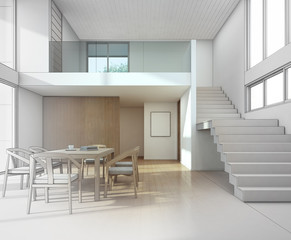 sketch design of meeting and dining room in modern house - 3d rendering
