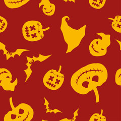 Seamless decorative vector background Happy Halloween. Print. Repeating background. Cloth design, wallpaper.