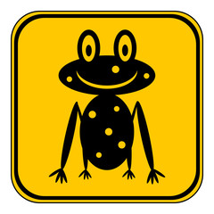 Frog icon on button on white.