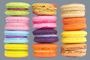 multicolor macaron on gray background