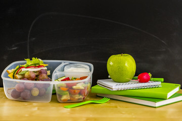 Back to school with lunch box background.