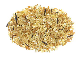 Blend of rice and grains on a white background