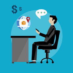 Project management business multitasking concept flat vector