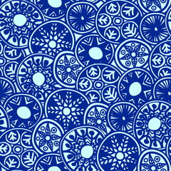 Seamless boho pattern made of decorative round elements