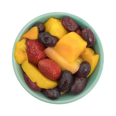 Mixed fruit in a bowl on a white background