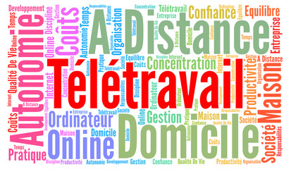 Fototapeta premium Télétravail nuage de mots 