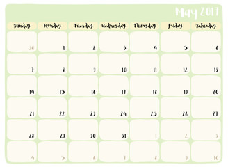 Cute hand drawn month page of 2017 planner calendar with hand written text