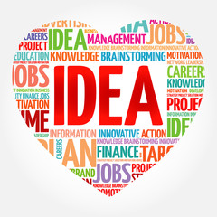 IDEA heart word cloud collage, business concept