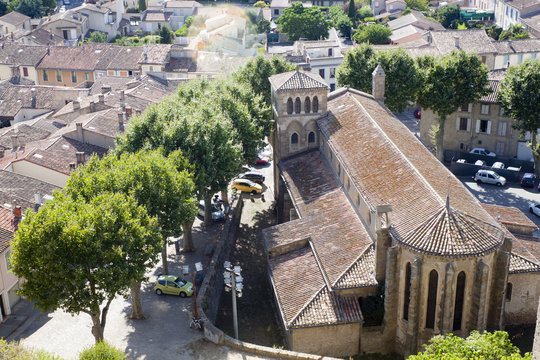 Saint Gimer church view from above in Carcassonne, France