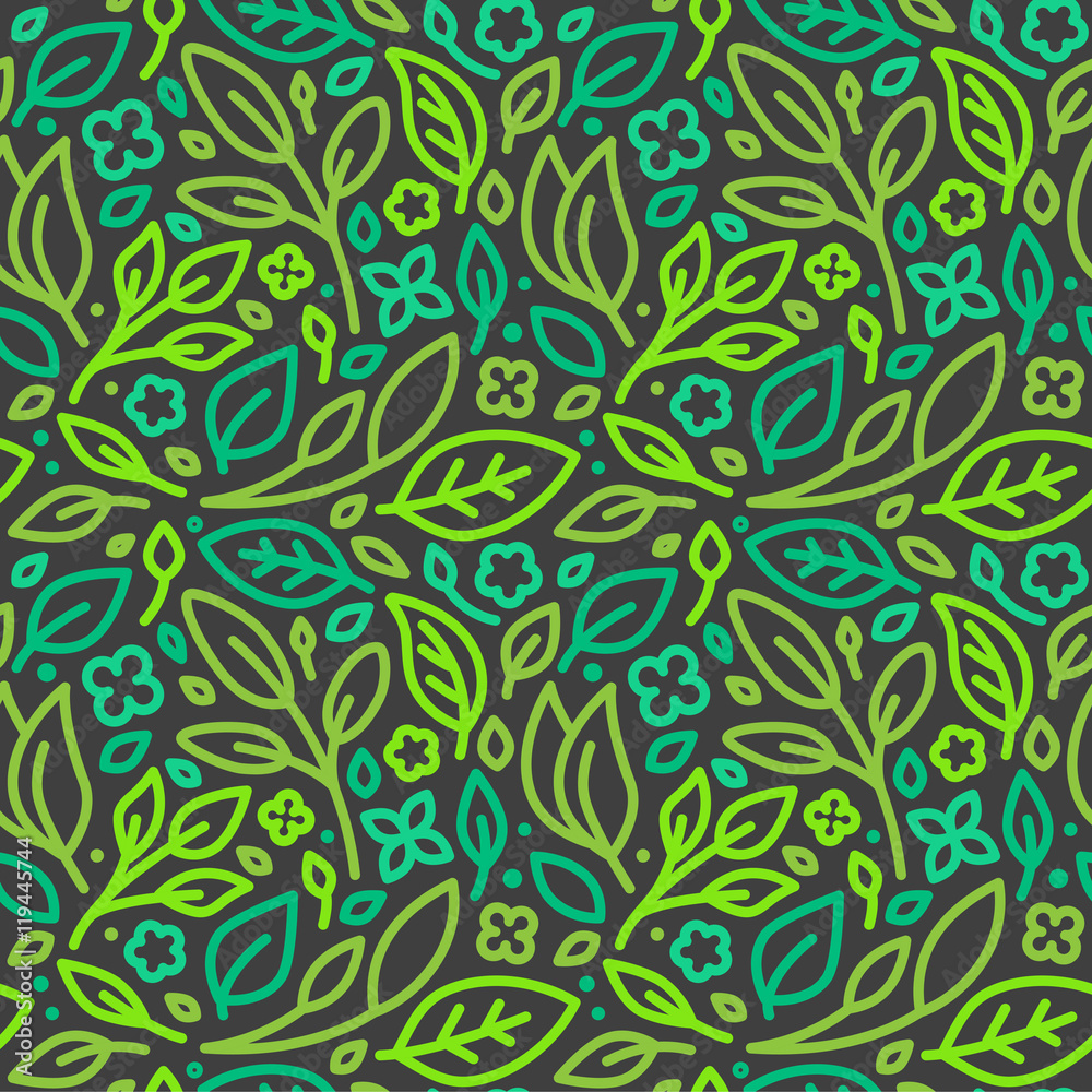 Poster vector seamless pattern with green leaves