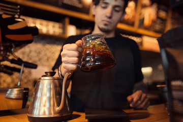 Barista at work in a coffee shop
