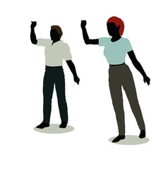 man and woman silhouette in Animations Waving
