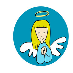 Angel praying cartoon illustration 