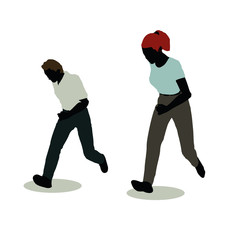man and woman silhouette in Standing Running