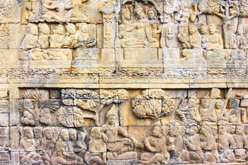 ボロブドゥール遺跡の彫刻 Carving of Borobudur temple, Indonesia