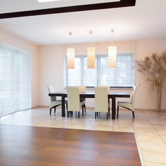 View of dining area inside spacious house