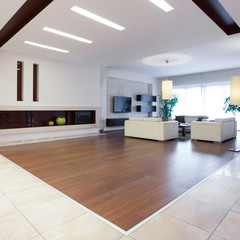 Photo of enormous house with spacious bright living room