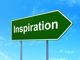 Marketing concept: Inspiration on road sign background