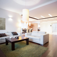 Open space with living room at home